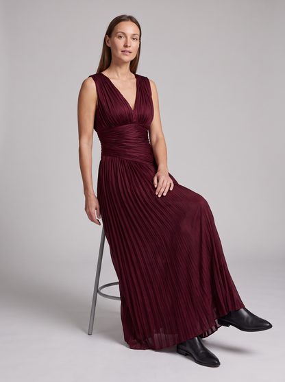 Winona Pleated Evening Maxi Dress