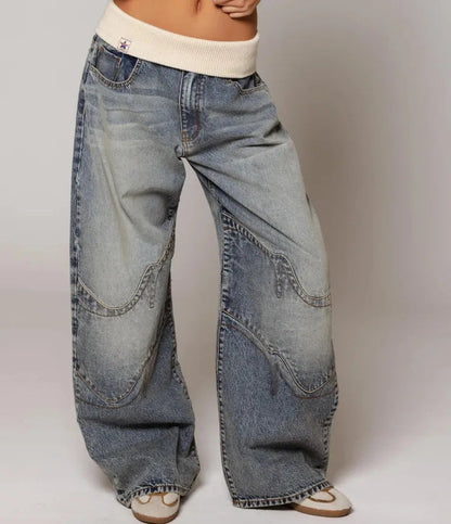 Women's Baggy Jeans with Statement Seams - photo 1
