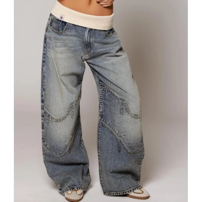 Women's Baggy Jeans with Statement Seams - photo 2