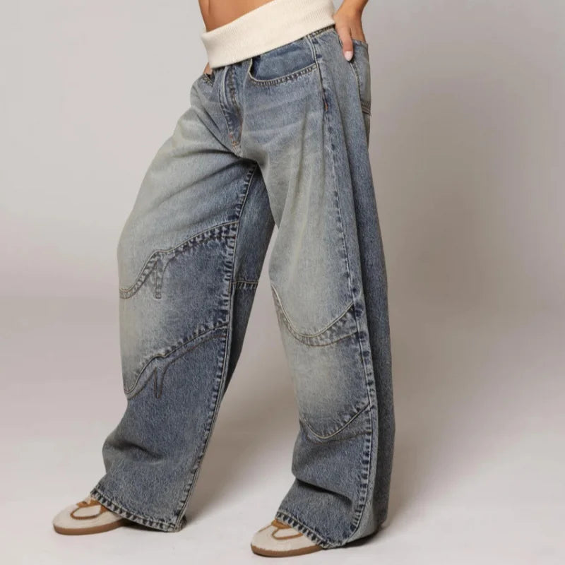 Women's Baggy Jeans with Statement Seams - photo 3