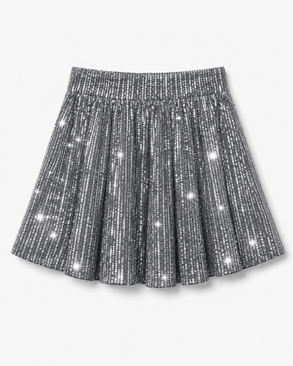 Women's High-Waisted Sequin Skirt Shorts with Flared Design - photo 1