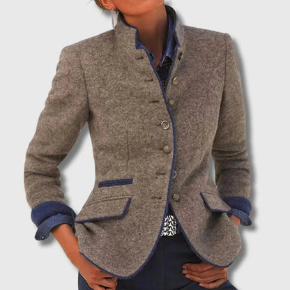 Wool Blazer with Contrast Trim for Women - photo 1