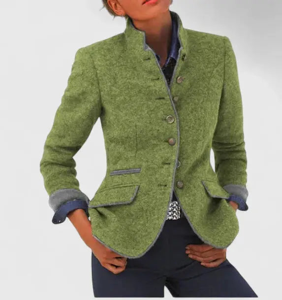 Wool Blazer with Contrast Trim for Women - photo 4