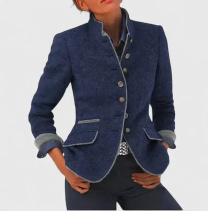 Wool Blazer with Contrast Trim for Women - photo 5