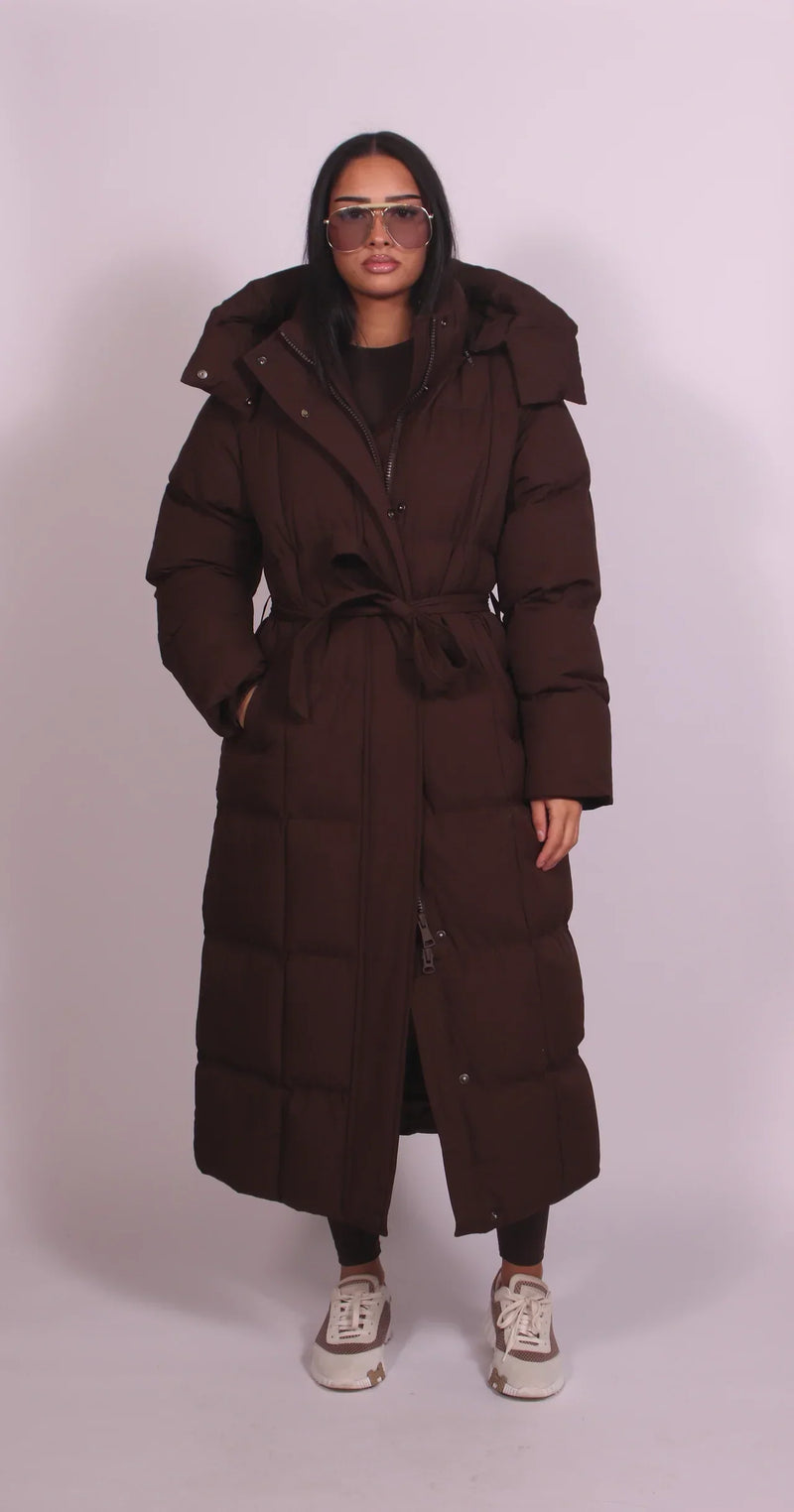 Yara Long Quilted Hooded Winter Coat