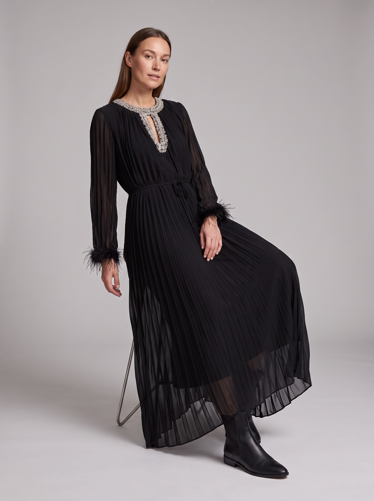 Yasmin Feather Maxi Dress