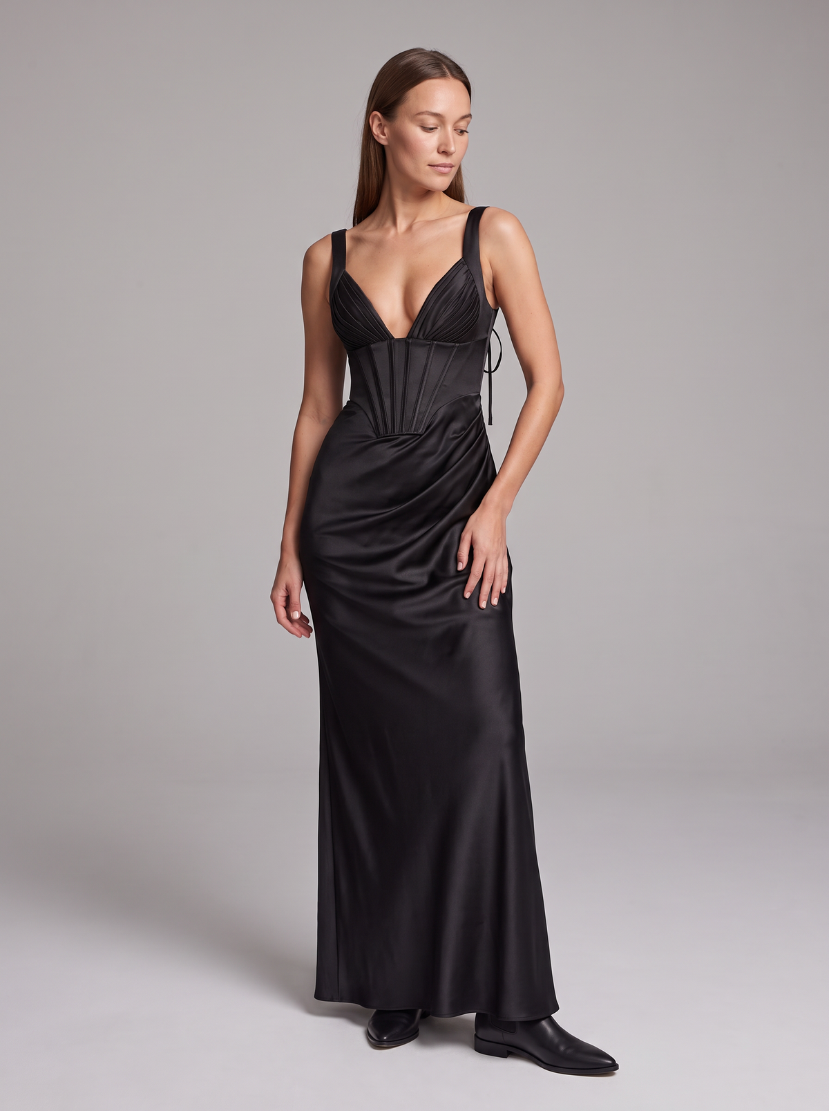 Zara Corset Lace-Up Maxi Dress
