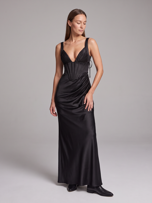 Zara Corset Lace-Up Maxi Dress
