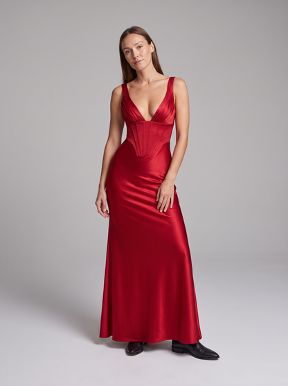 Zara Corset Lace-Up Maxi Dress