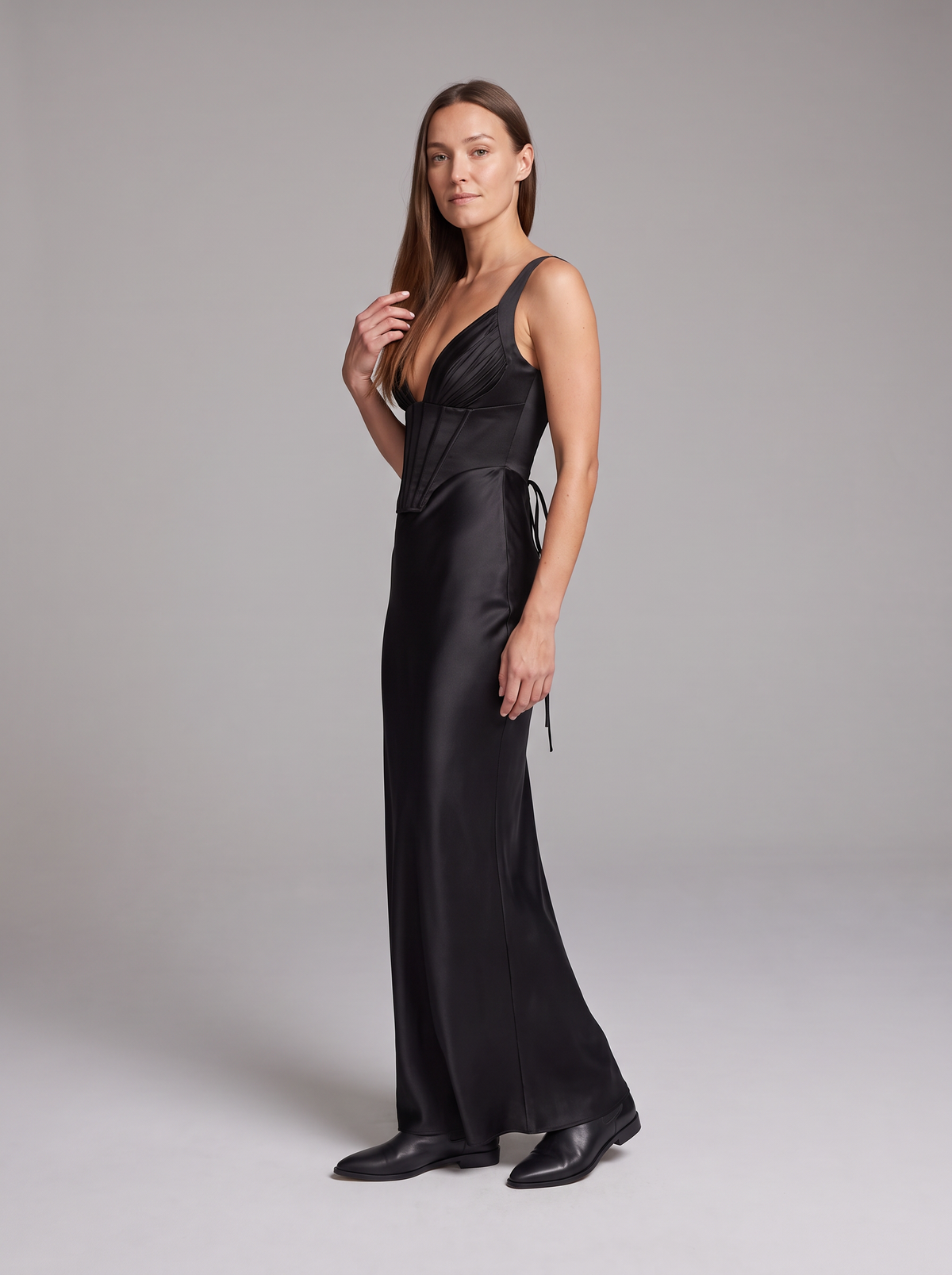 Zara Corset Lace-Up Maxi Dress
