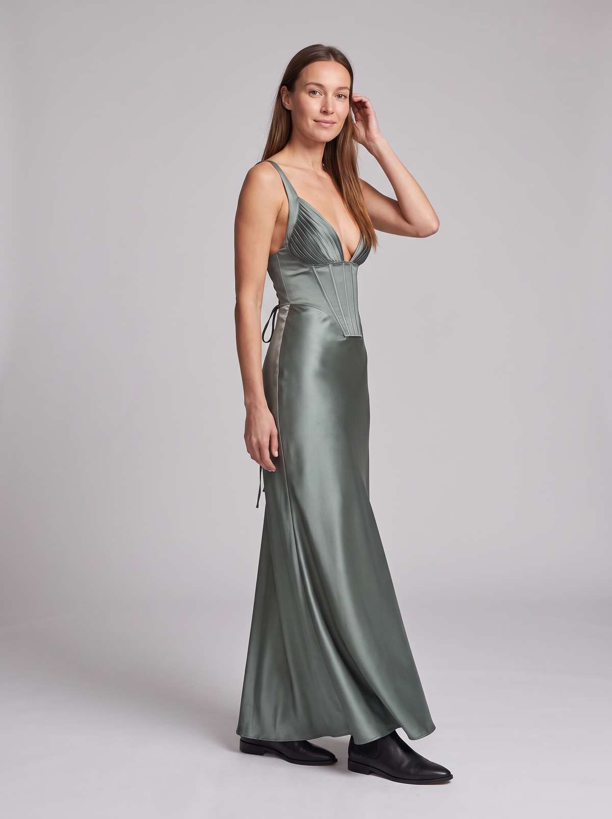 Zara Corset Lace-Up Maxi Dress