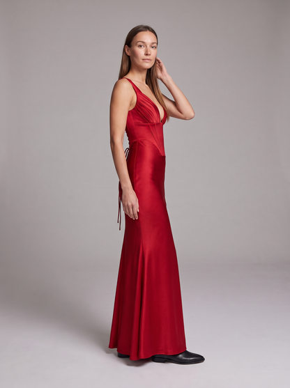 Zara Corset Lace-Up Maxi Dress