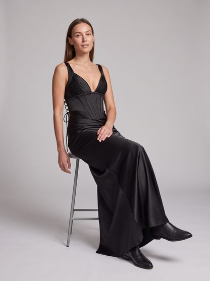 Zara Corset Lace-Up Maxi Dress