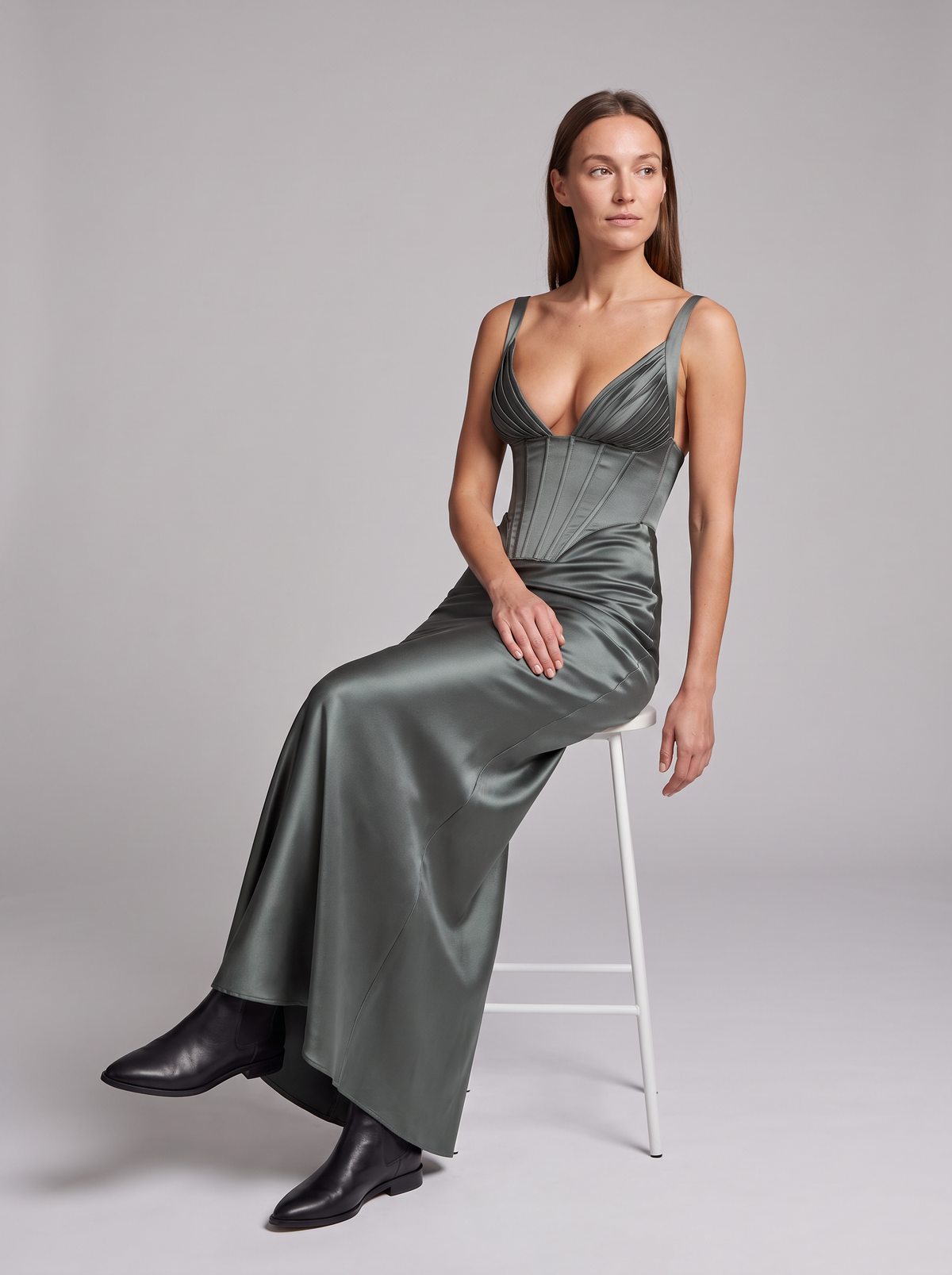 Zara Corset Lace-Up Maxi Dress