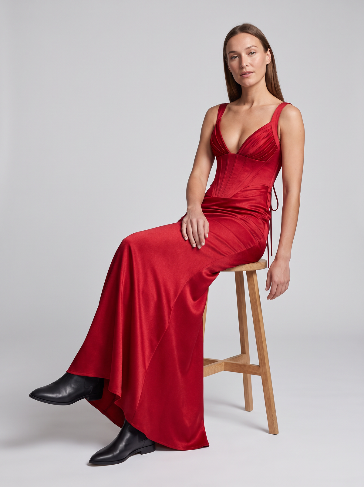 Zara Corset Lace-Up Maxi Dress