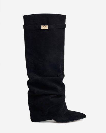 Zinnia Fold-Over Knee-High Boots