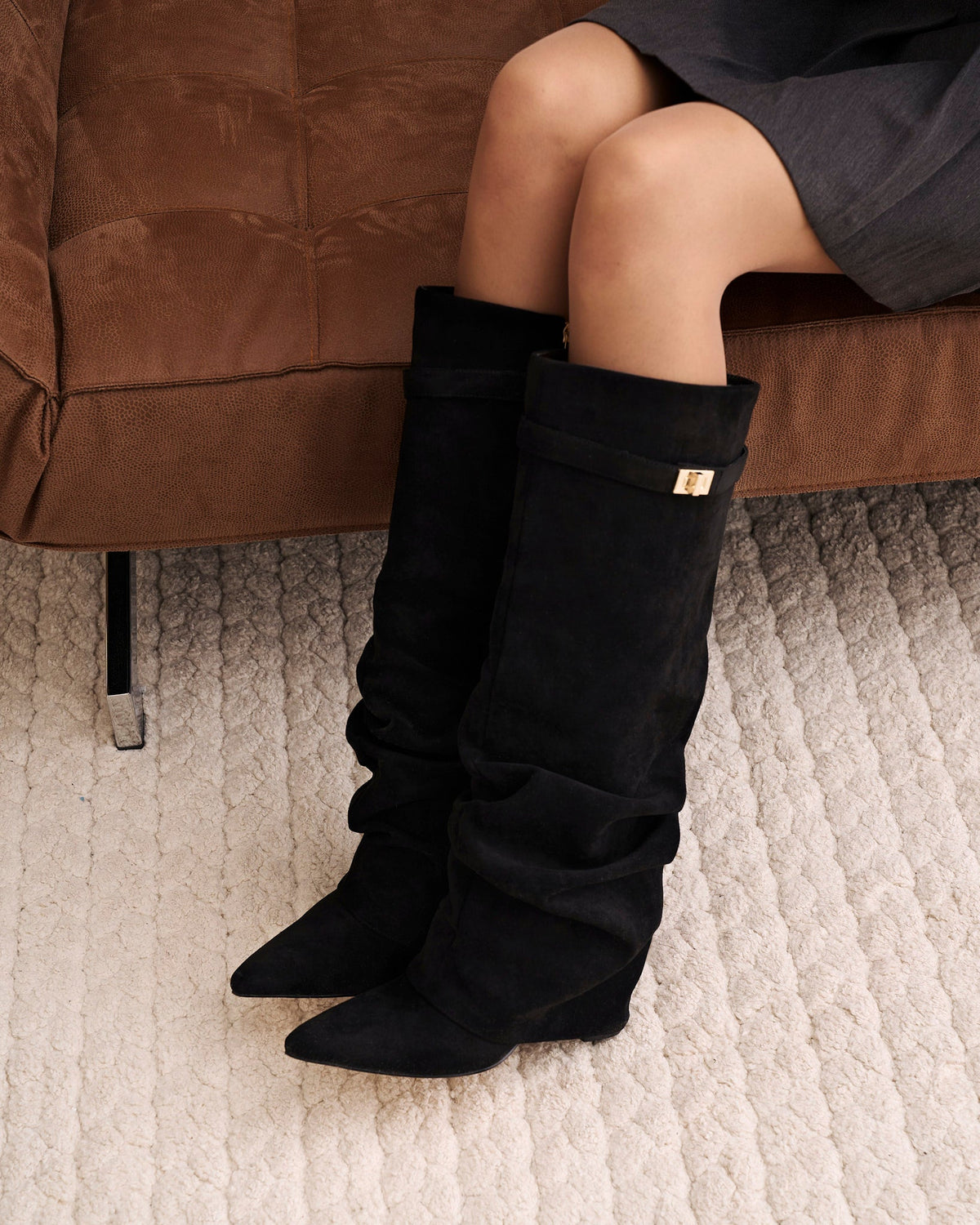 Zinnia Fold-Over Knee-High Boots