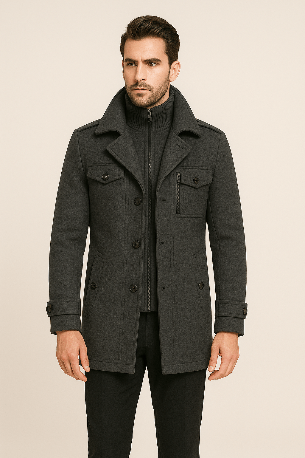 Double-Layer Insulated Coat for Cold Weather Warmth - Photo 1