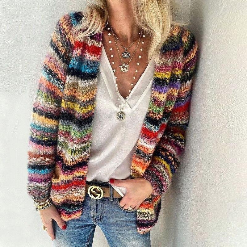 Multicolor Knit Cardigan for Cozy Casual Everyday Layering - Photo 3