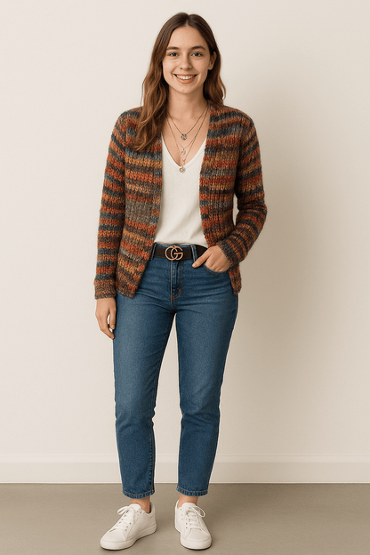 Multicolor Knit Cardigan for Cozy Casual Everyday Layering - Photo 1