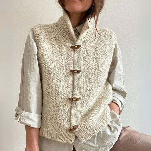 Knit Vest with Stand Collar for Layered Everyday Style - Photo 1