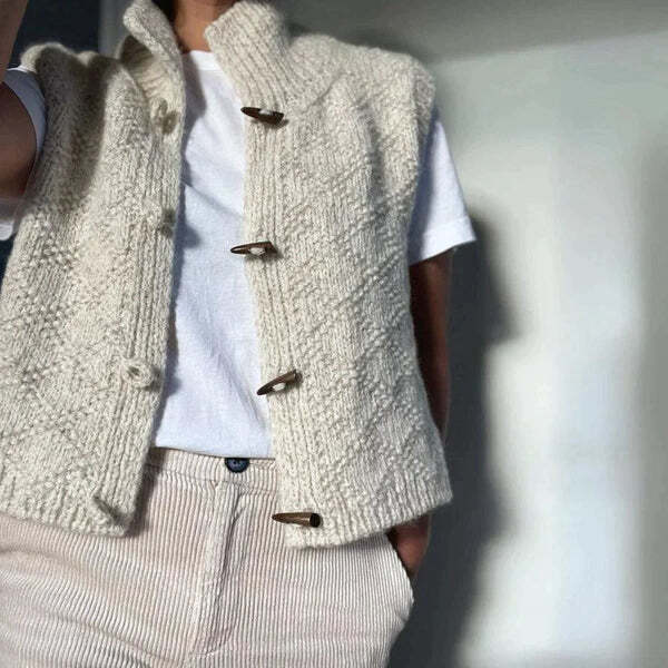 Knit Vest with Stand Collar for Layered Everyday Style - Photo 2